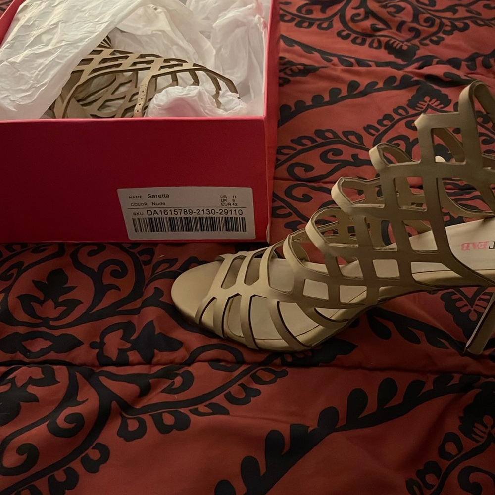 Beige heels. Size 11 worn once! Purchased from company called Just Fab.